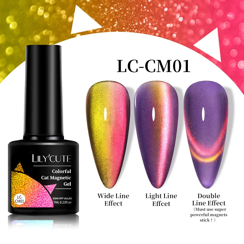 LILYCUTE 7ml Fruit Grape Purple Cat Magnetic Gel Nail Polish Vernis Semi Permanent Soak Off Colorful Gel Polish Nails Supplies