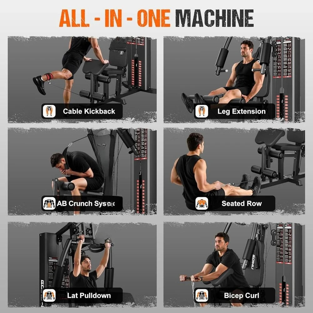 Multifunctional Home Gym Equipment 140LBS Weight Stack Pulley System Full Body Strength Training, Customized