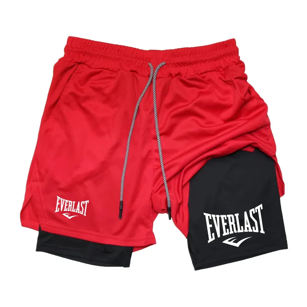 Men Running Shorts 2 in 1 Double-deck Sport Shorts Sportswear Gym Fitness Short Pants Training Jogging Bottom Men's Clothing
