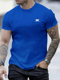 New Summer Men's Fashion T-Shirt with Letter Print, Short Sleeve, Casual Sports Crew Neck, 100% Cotton