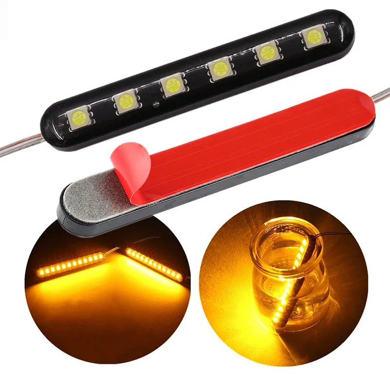 12V LED Strobe Light Strip for Car Motorcycle Hot-selling Cars License LED Medium Grid Flash Strips Auto Exterior Accessories