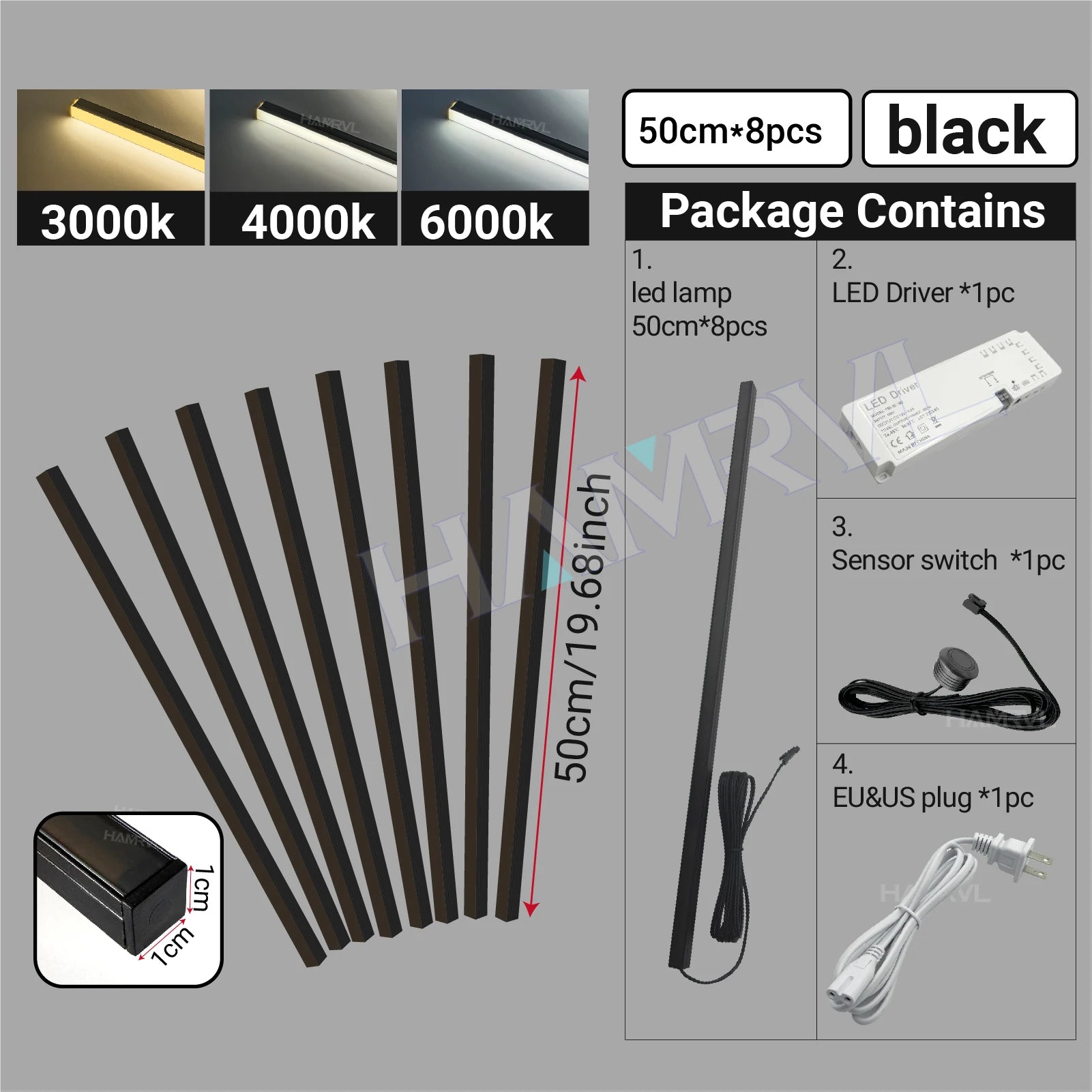 LED Recessed Lighting LED Strip Light for Wood Slat Wall Panel in Parallel with Touch Sensor, Self-Adhesive for Slat Wall Decor