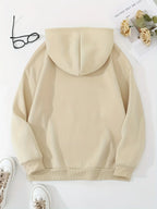 Cute Beanie Ghost Pumpkin Coffee Bat Print Hoodie Plus Size Unisex Loose Long Sleeve Pullover Halloween Casual Hooded Sweatshirt