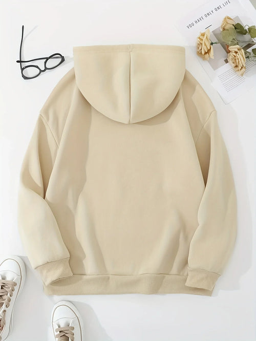 Cute Beanie Ghost Pumpkin Coffee Bat Print Hoodie Plus Size Unisex Loose Long Sleeve Pullover Halloween Casual Hooded Sweatshirt