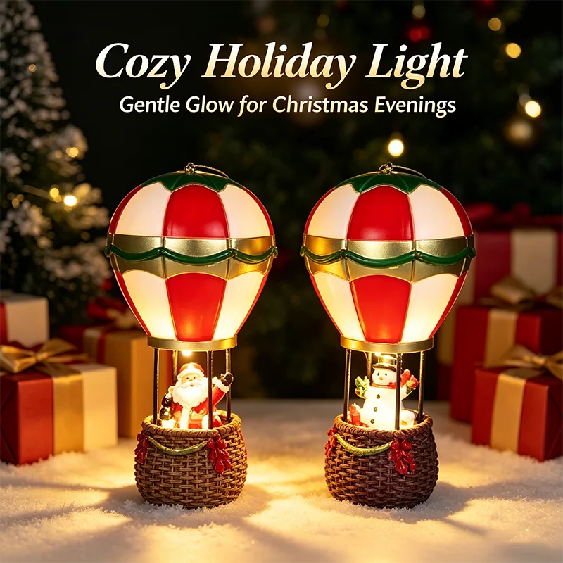 Christmas Glowing Ornaments Santa Claus Snowman Fireplace Resin LED Night Light Christmas Decoration Holiday Kids Toys Gift