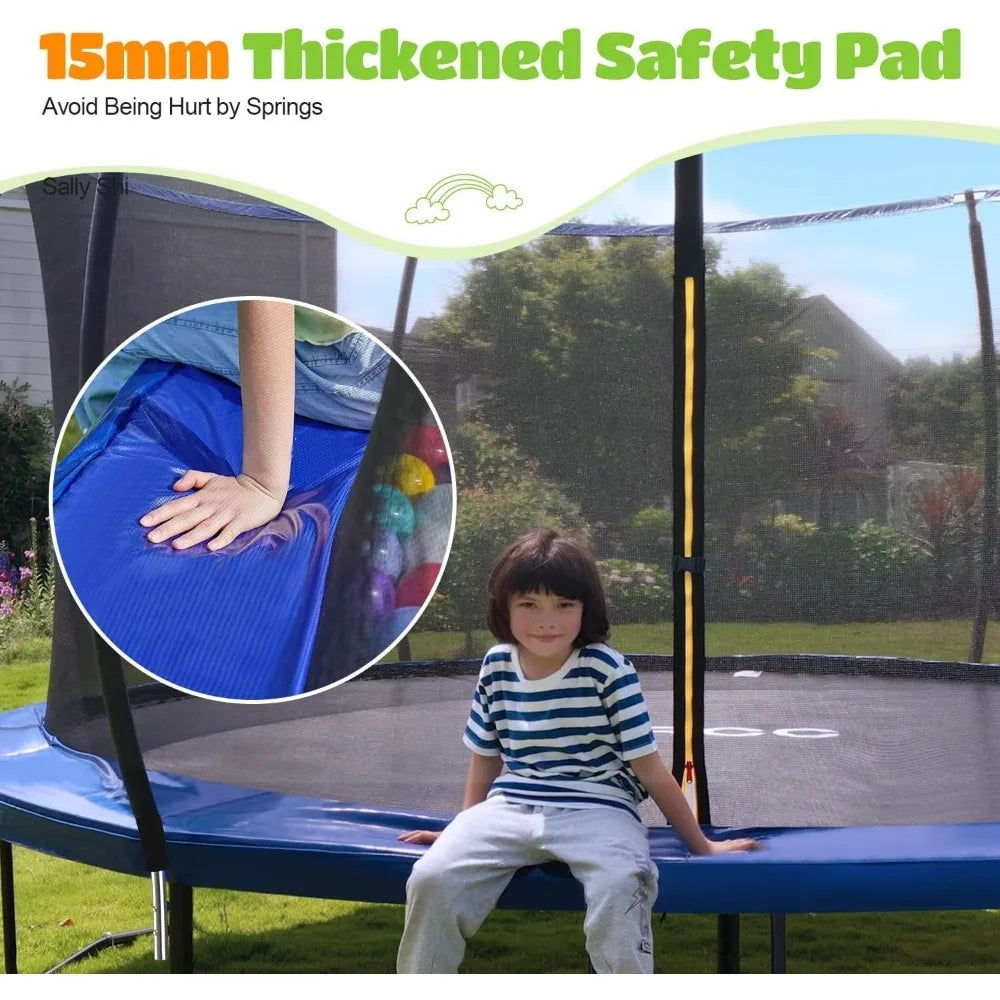 Garden Furniture -8FT Trampoline for Kids and Adults 1200LBS Capacity Outdoor Garden Jump Mat