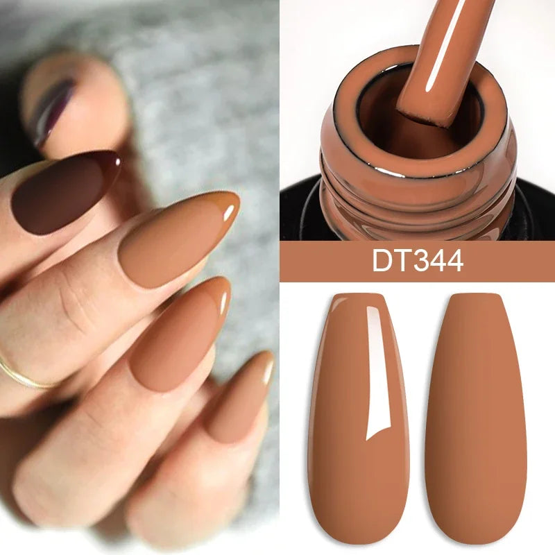 7ml Coffee Brown Gel Nail Polish Autumn Winter Nail Art Gel Varnish Semi Permanent Nail Supplies DIY Manicure Hallowee Nails