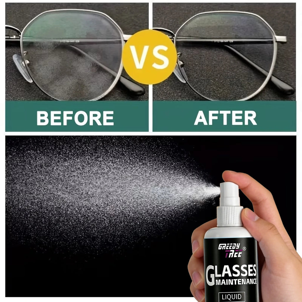 Glasses Cleaner Spray - Lens Cleaning Liquid with Free Microfiber Towel, Anti-Fog & Scratch Resistance for Eyeglasses, Screens,