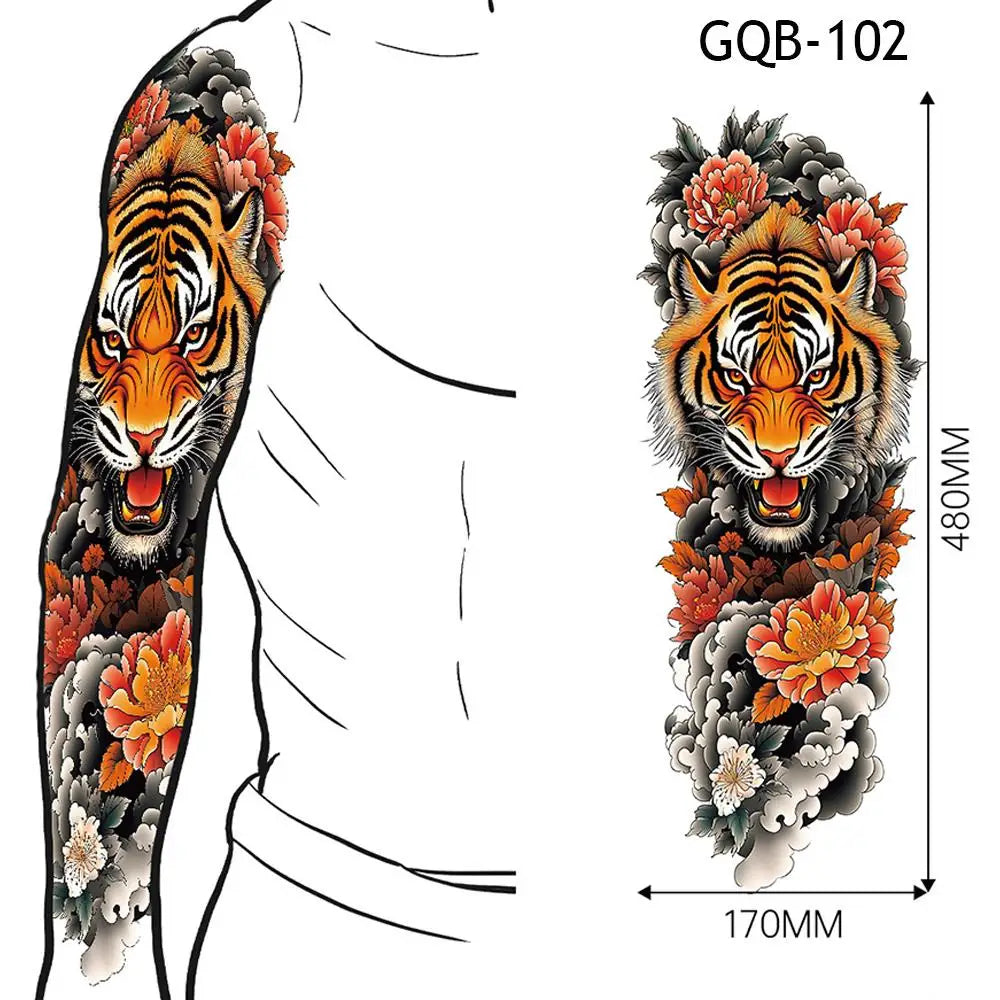 1 PC Temporary Fake Tattoo Colorful Water Transfer Stickers Waterproof Fake Tattoo Lasting Full Leg Arm Decor Body Art Paster