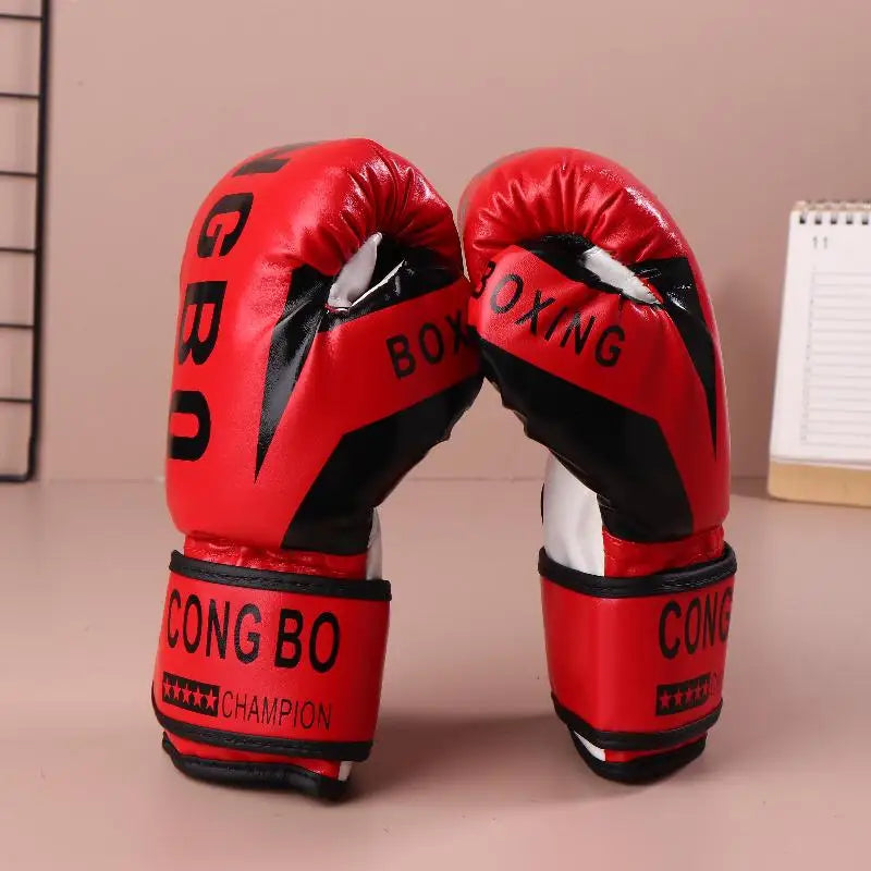 1Pair 6oz Boxing Gloves PU Muay Thai MMA Profession Kickboxing Kids Adults Sandbag Training Gloves Equipment