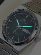 2026 new steel couple's watch, gradient green dial, butterfly buckle, dual calendar, P36, luminescent, waterproof watch