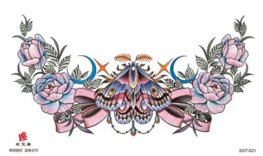 Disposable Tattoo Sticker, Fake Tattoo for Woman, Waterproof Body Art Tattoo for Couples Letter Lotus Flower Temporary Tattoo