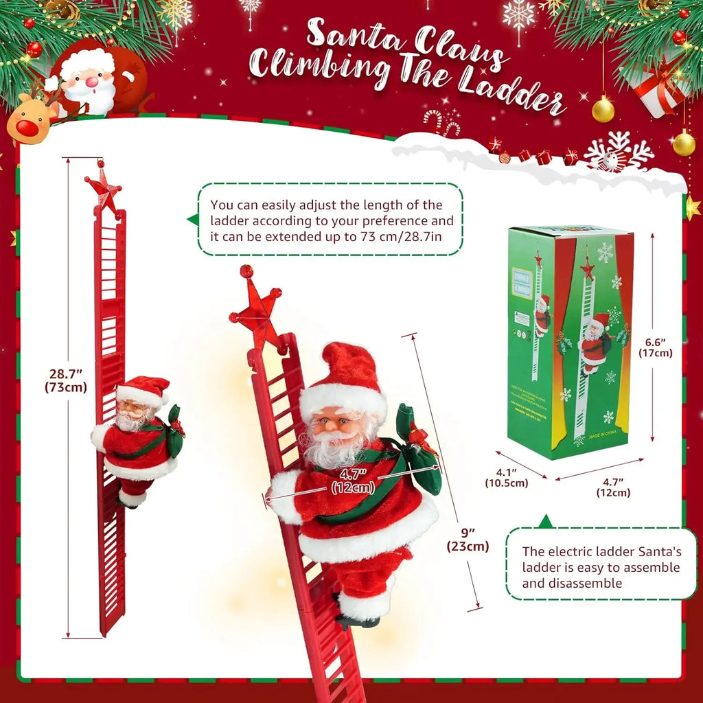 Christmas Electric Santa Claus Climbing Bead Toy Decoration for Children Gift Mall Display Holiday