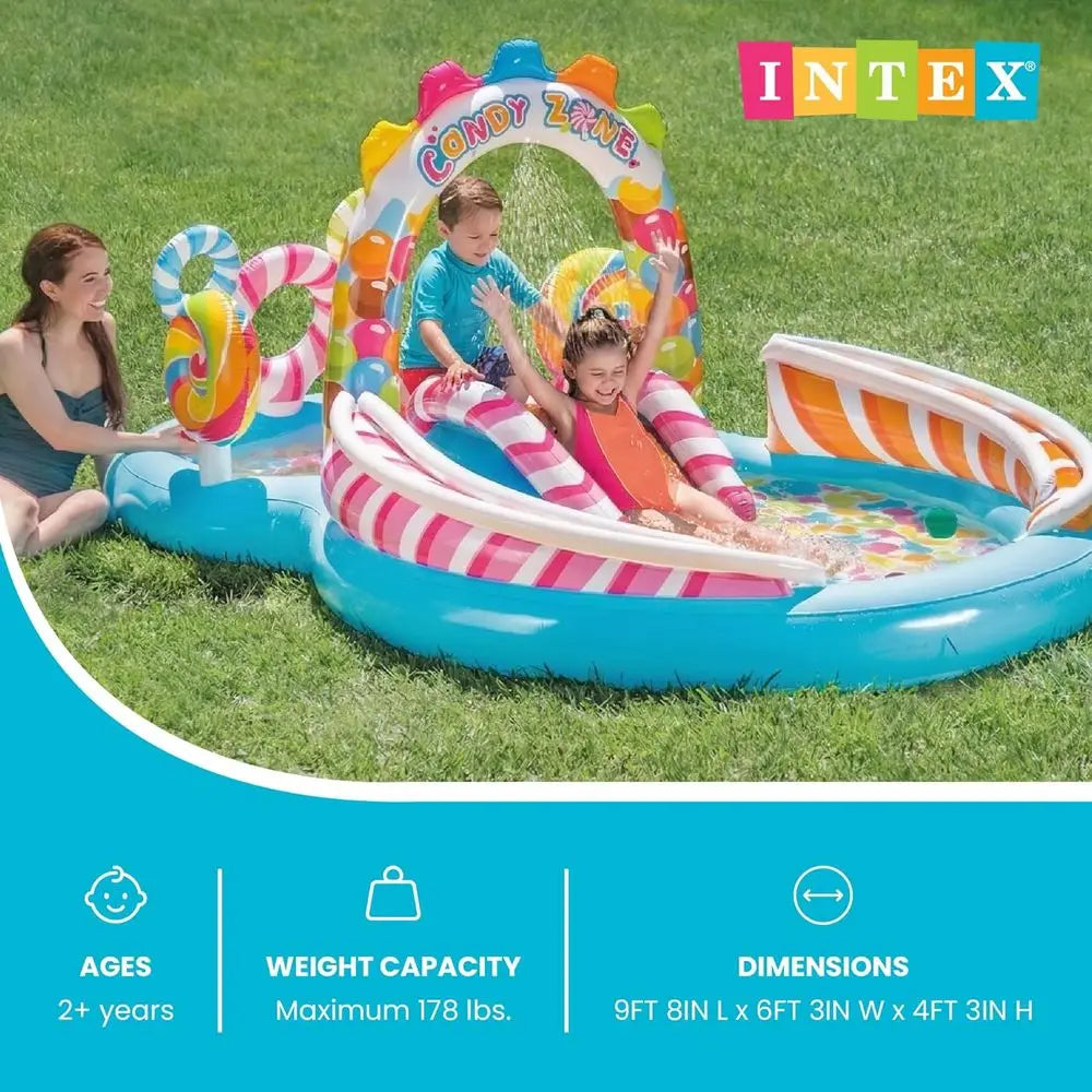Kiddie Pool with Sprayer and Slide - Splash Pad for Ages 3+ - 116 x 75 x 51