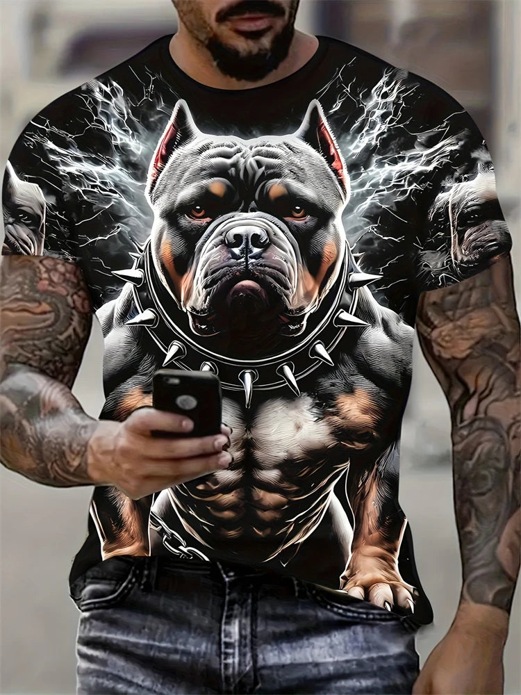 2025 New Men's 3D Dragon Print T-shirt Casual Short-sleeved Pullover Polyester Round-neck Summer Outdoor Clothing Adult Size