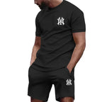 2026 hot men's two-piece sportswear short sleeved T-shirt and summer running fitness sportswear quick-drying