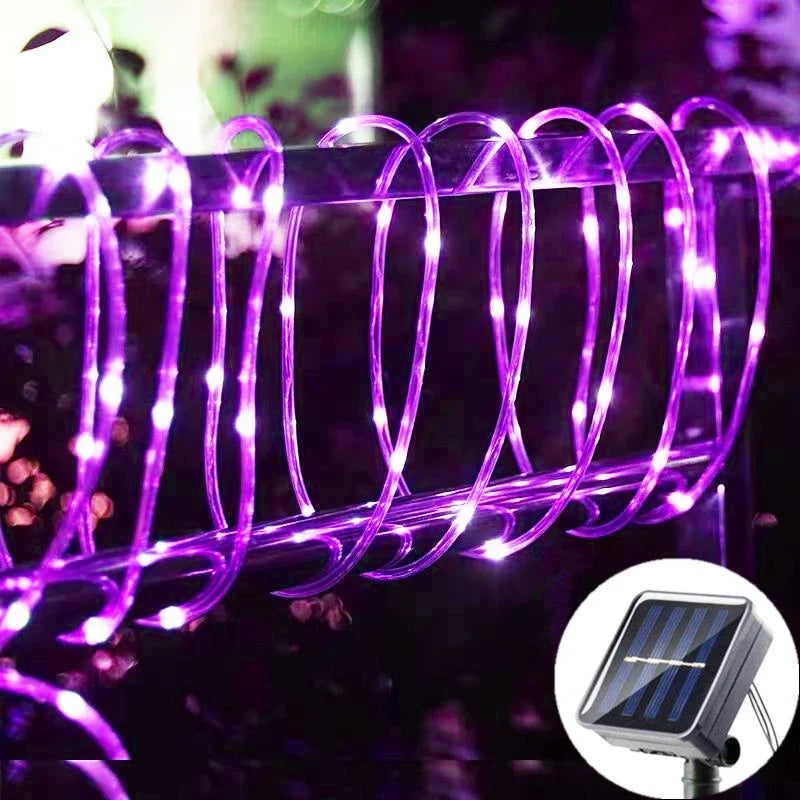 LED Solar Rope Tube Strip Light Outdoor Waterproof Fairy Light Strings Christmas Decor for Garden Lawn Tree Yard Fence Pathway