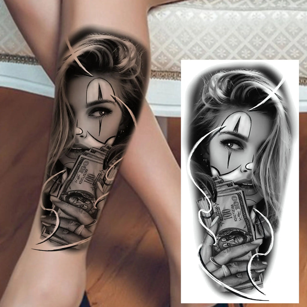 1 Sheet Trendy Cool Robber Gangster Temporary Tattoos For Adults Bad Guy Rebel Tatoos Waterproof Realistic  Fake Tattoo Stickers