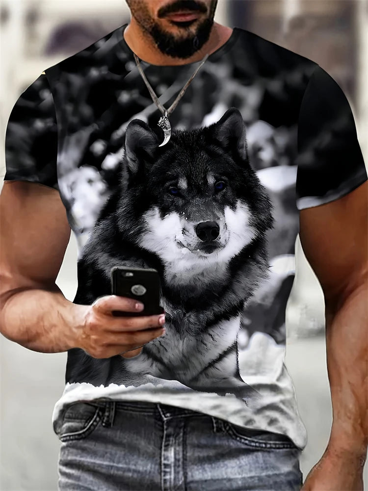 2025 New Men's 3D Dragon Print T-shirt Casual Short-sleeved Pullover Polyester Round-neck Summer Outdoor Clothing Adult Size