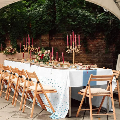 1set Disposable Plastic Tablecloths Satin Table Runner Set Dot Tablecloth Satin Table Runner For Party