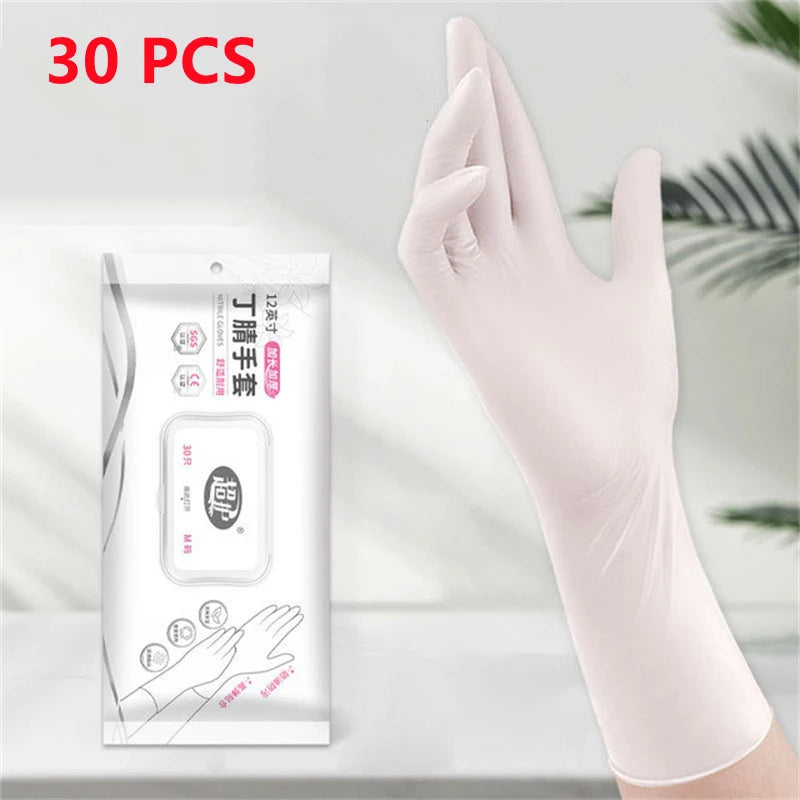 12Inch Long Durable Nitrile Gloves Disposable Powder Free Household Cleaning Gloves for Kitchen Cooking Dishwashing Waterproof