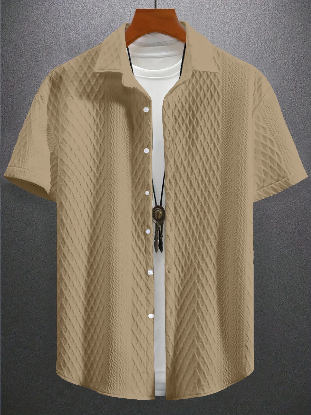 2025 new men's shirt men's jacquard shirt fashion fashion two seasons wear conch series