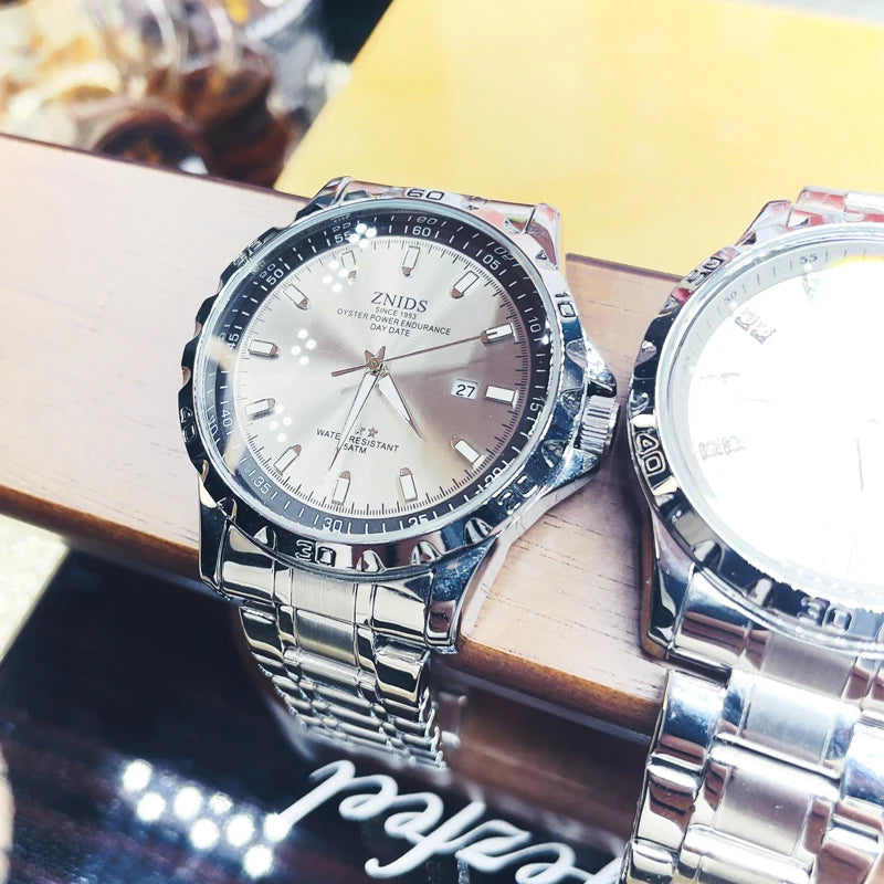 Men's Sports Watch, Waterproof Stainless Steel Strap, Quartz Wristwatch with Luminous Watch, Date Display, Round Case, Men's Casual Business Watch, 2026 New Fashion Casual Watch, Best Gift for Men