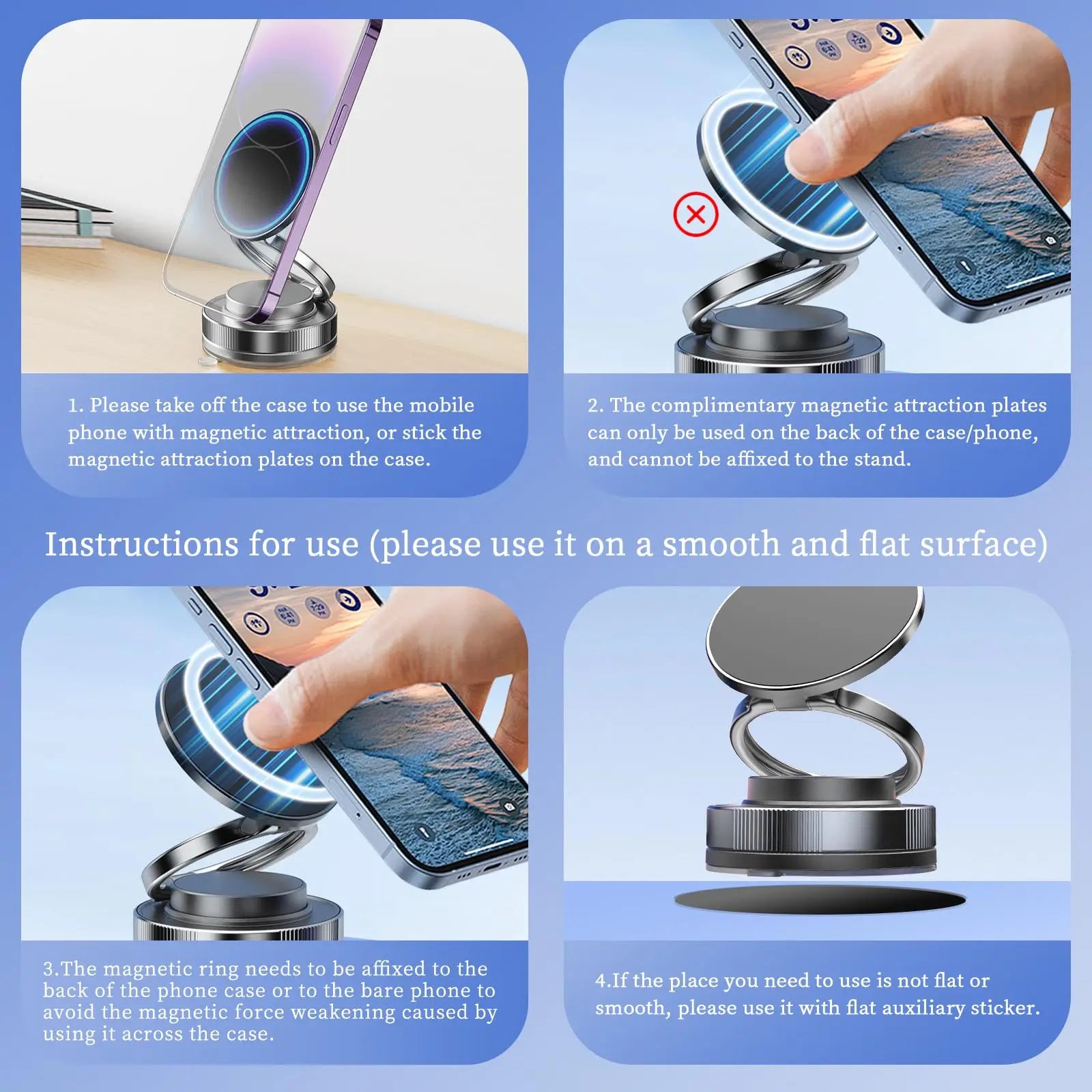 360° Upgraded Vacuum Magnetic Phone Holder, Magnetic Car Phone Mount, Hands-Free Suction Cup Phone Holder for Car/Gym/Mirror