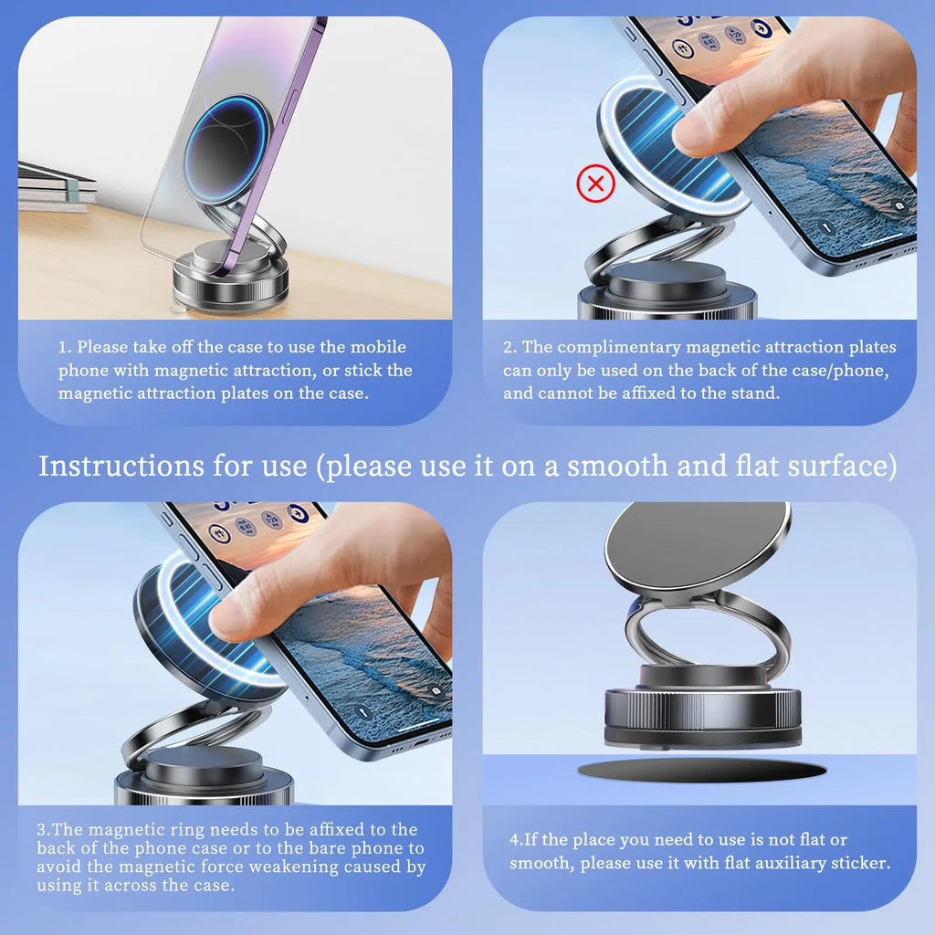360° Upgraded Vacuum Magnetic Phone Holder, Magnetic Car Phone Mount, Hands-Free Suction Cup Phone Holder for Car/Gym/Mirror