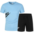 2025 Men's summer T-shirt and shorts set, men's breathable sportswear set, casual and fashionable short-sleeved T-shirt set