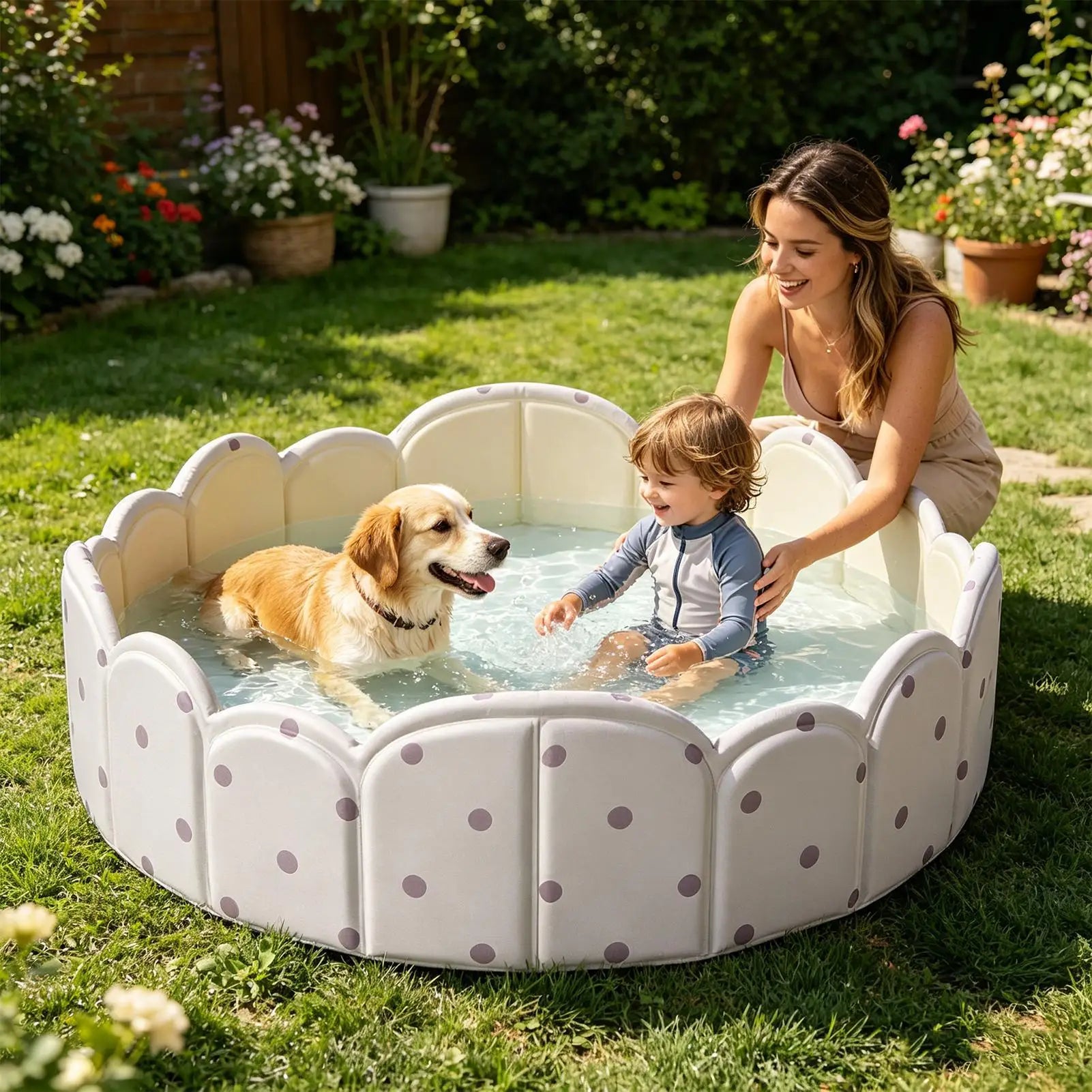 Foldable Pet Pool Non Inflatable Portable Bathtub Puppy Pool for Kids Pet Indoor Outdoor Play Backyard Beach Park Summer Travel
