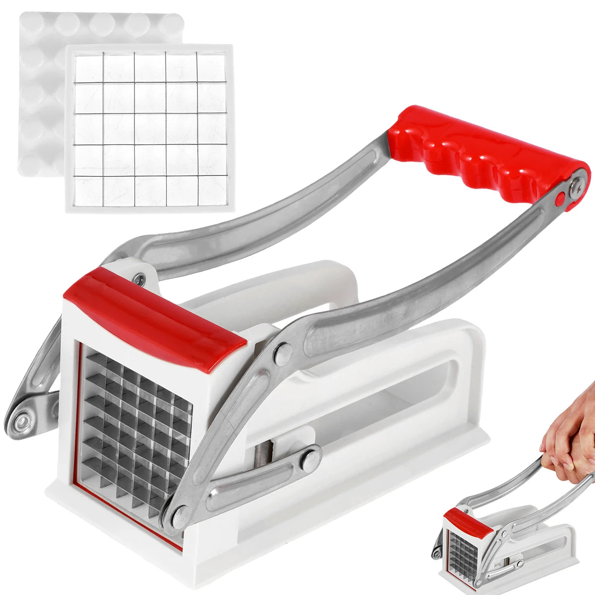 French Fry Cutter Multifunct Vegetable Fruit Chipper Stainless Steel Potato Chipper with 25/49 Holes Blades Kitchen Tools