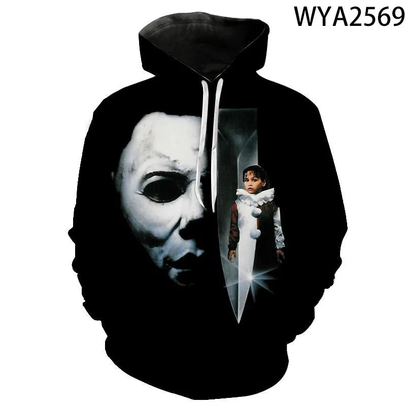 2026 Autumn Halloween Horror Michael Myers 3D Print Men Women Children Hoodies Harajuku Streetwear Hooded Sweatshirts Pullover