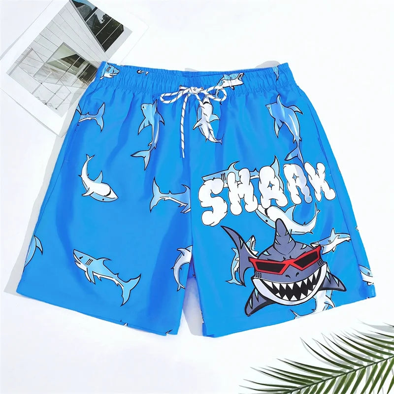 New 3d Printed Shark Beach Shorts For Men Cartoon Animal Graphic Swimming Trunks Kids Summer Quick Dry Hawaiian Board Shorts