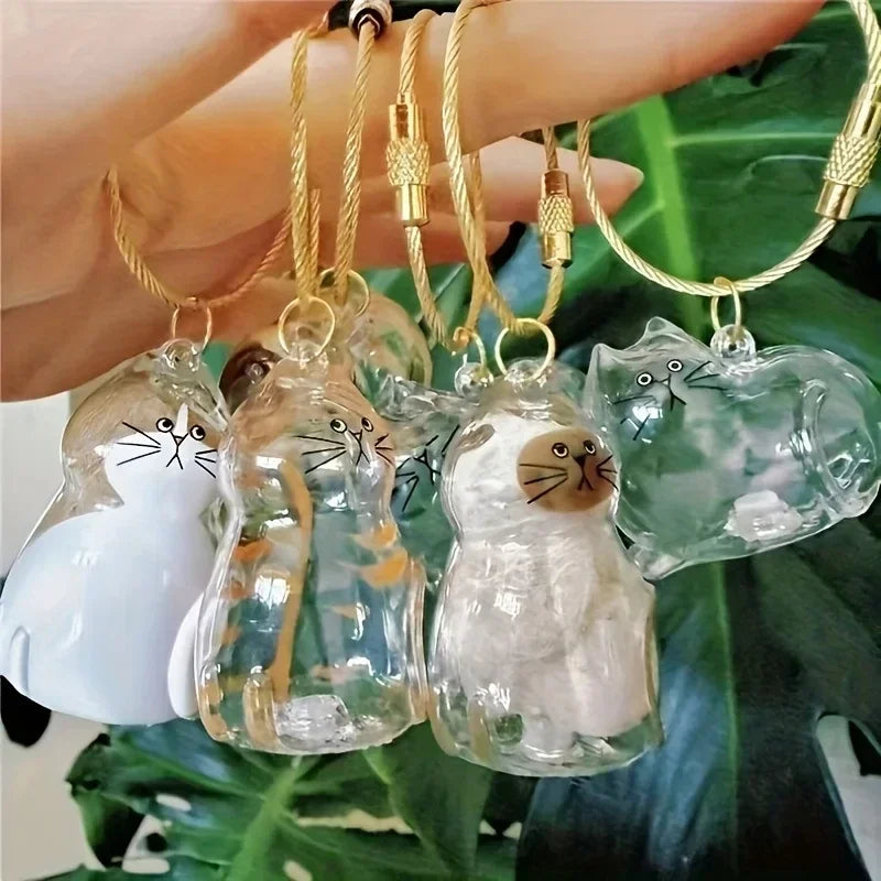 Adorable Pet Fur Storage Ornament Creative Cat Hair Collection Capsule Keychain Unique Keychain Trendy Souvenir for Pet Lover