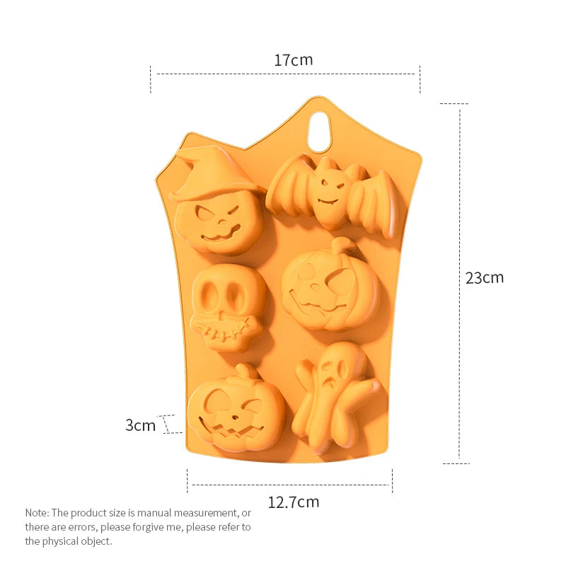 Pumpkin Silicone Halloween Cake Chocolate Mould Silicone with Ghost Pumpkin Bat & Witch Hat Cookie Mold for Ice Cube Baking Mold