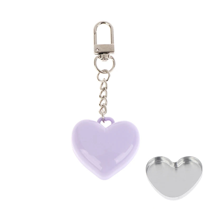 1Pcs Heart Shape Blush Empty Compact with Mirror, Keychain DIY Refillable Powder Case for Makeup