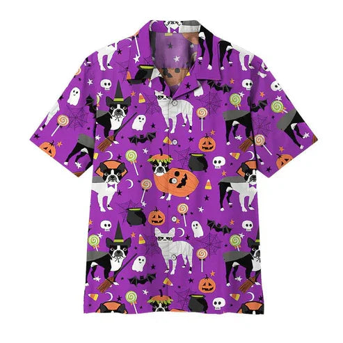 New Halloween Series 3D Printed Casual Pumpkin Short Sleeved Shirt for Men Beach Wear Summer Clothing