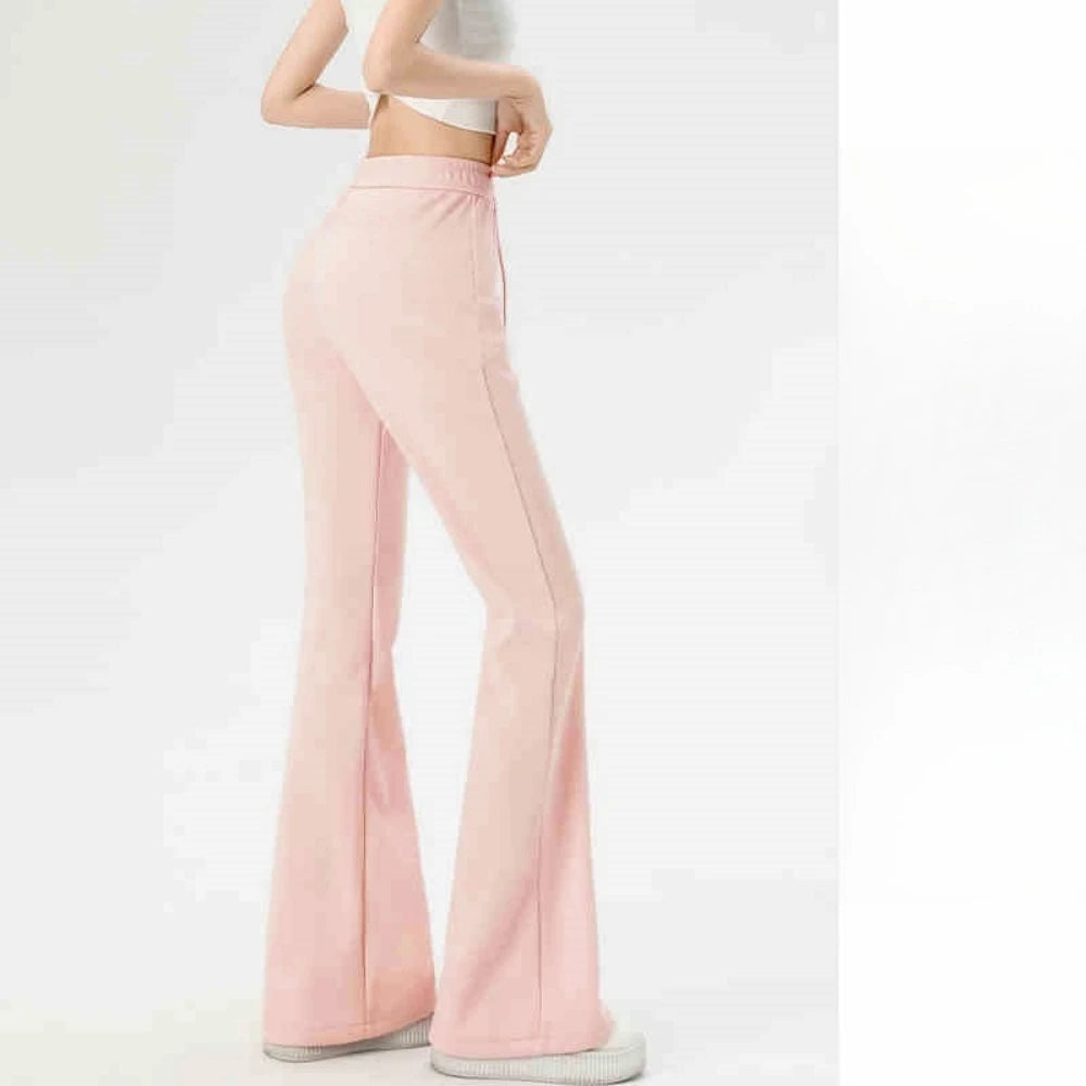 Micro Flared Pants Casual Dark Gray Sports High Waisted Drawstring Elastic Long Pants Solid Simple For Women Clothes Fashion New