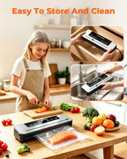 Vacuum Sealer Machine 139KPa Strong Suction Dry Moist Mode Automatic Food Sealer with Digital Timer, Built-in Cutter