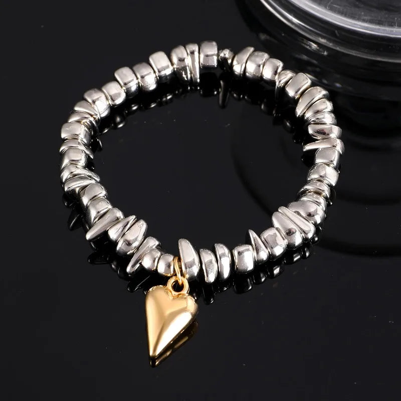 4pcsset Fashion Bracelets For Women New Vintage Irregular CCB Beads Imitation Pearl Chain Jewelry Valentine's Gift