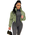 Cotton Padded Coat Women Patchwork Puffer Parka Outwear Solid Color Winter Warm Zipper Crop Top Jacket Chaqueta Mujer