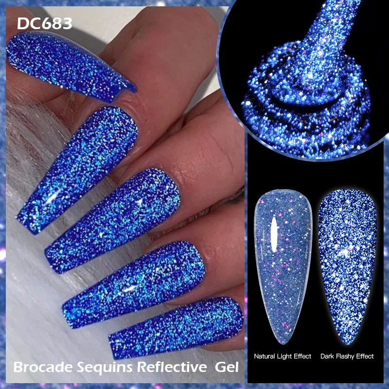 Mtssii 7ML Colorful Reflective Gel Nail Polish Glitter Sparkling Flash Glitter Gel Polish Semi Permanent Varnish Soak Off Nails