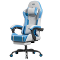 Ergonomic Gaming Chair, Lumbar Massage & Adjustable Headrest, PU Leather Computer Seat with Retractable Footrest and 360° Swivel