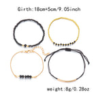 Handmade Black Crystal Beaded Bracelet for Women Minimalist Rice Beads Elastic Rope Bracelet Summer Vacation Party Jewelry Gift