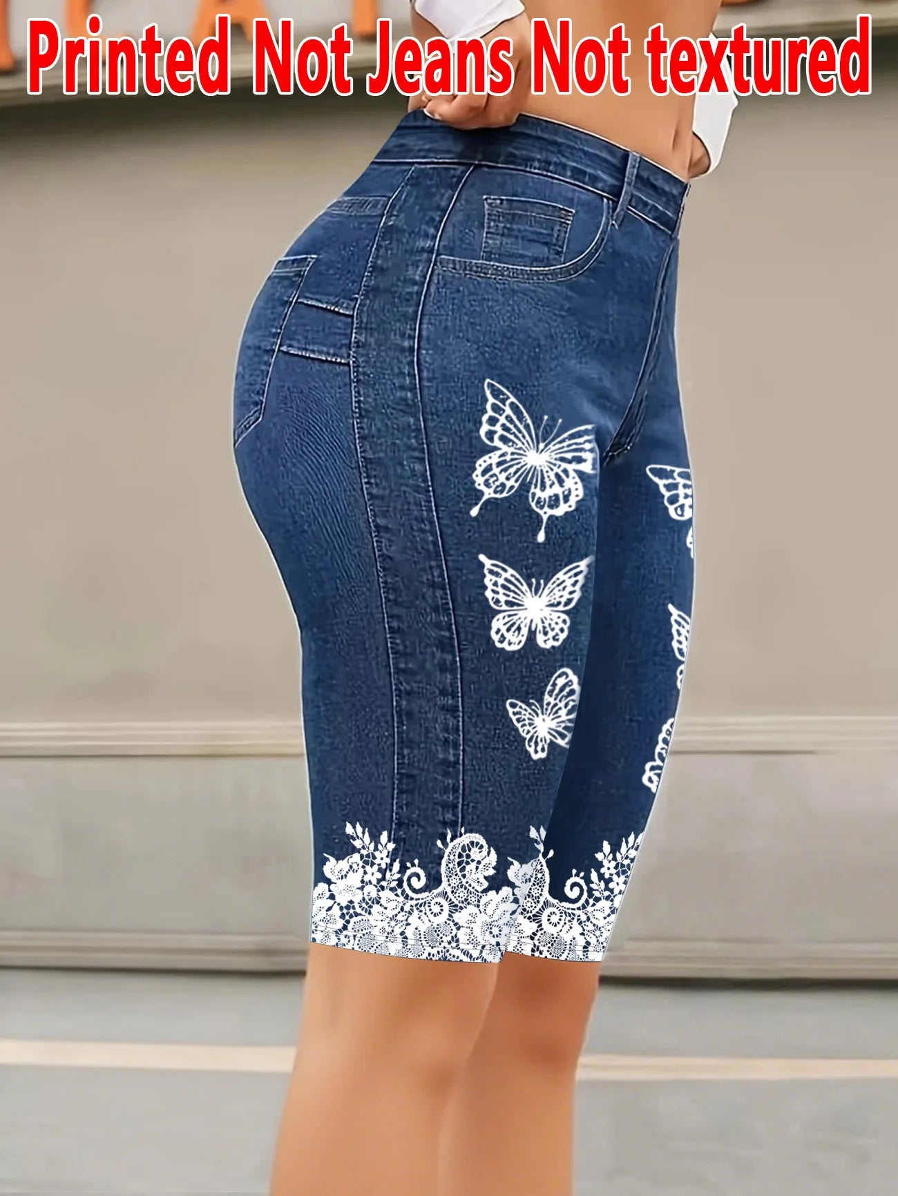 1362 [Printed Leggings - Not Faux Denim Fabric]Printed Leggings Without Texture - Non-Faux Denim Fabric, Women'S Floral Print