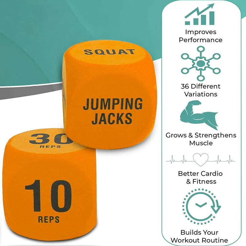 2pk Fitness Exercise Dice for Cardio HIIT Exercise Classes Fun Fitness Dice Convenient Portable Gym Accessories Whole Body