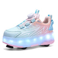 Luminous Roller Skate Shoes with 4 Removable Wheels Glowing LED Sneakers for Kids Boys Girls USB Charging Sports Shoes