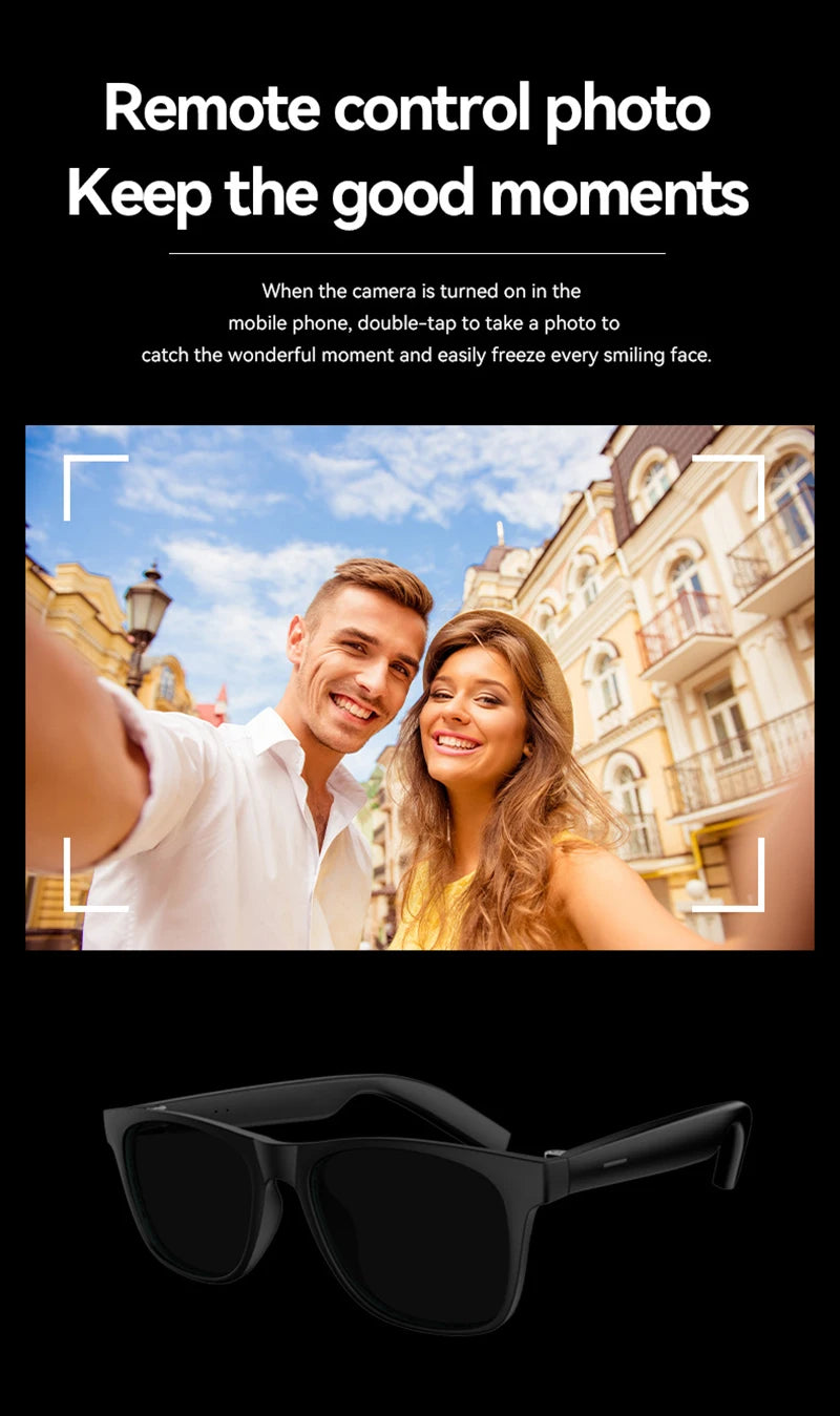8K Camera AI Smart Glasses Touch Control Photo Recording Translator Voice Assistant Music Wireless Bluetooth Sunglasses