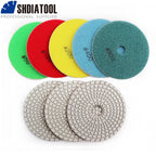 SHDIATOOL 6pcs 100mm Diamond Flexible Wet Polishing Pads Set For Stone Ceramic Tile White Bond Sanding Discs Grit50-buff Grinder